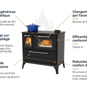 Staand houtfornuis Andésite – 8 kW | Bois Frabot