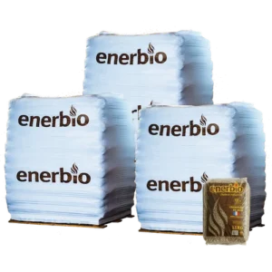 Houtpellets ENERBIO – 3 pallets – 198 zakken – 2970 kg | Bois Frabot