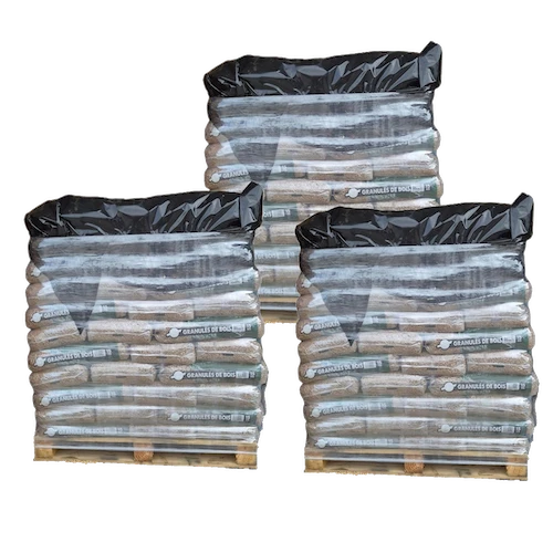 Houtpellets ECO BOIS ENERGIE – 3 pallets – 198 zakken – 2970 kg | Bois Frabot