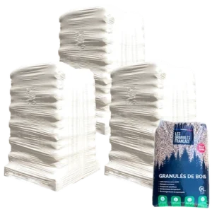 Houtpellets Les Granulés Français – 3 pallets – 189 zakken – 2835 kg | Bois Frabot