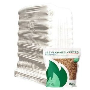 Houtpellets Flammes Vertes – 65 zakken – 975 kg | Bois Frabot