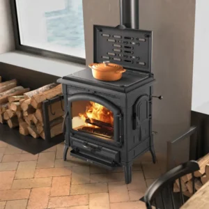 Houtkachel met bordenwarmer Isotta con cerchi – 9,3 kW | Bois Frabot